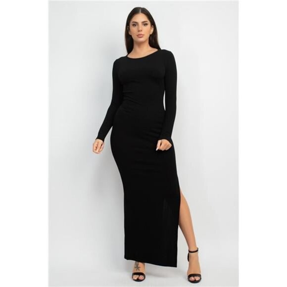 Hannah Joy Dresses & Skirts - Black Side Slit Bodycon Maxi Dress For Women
